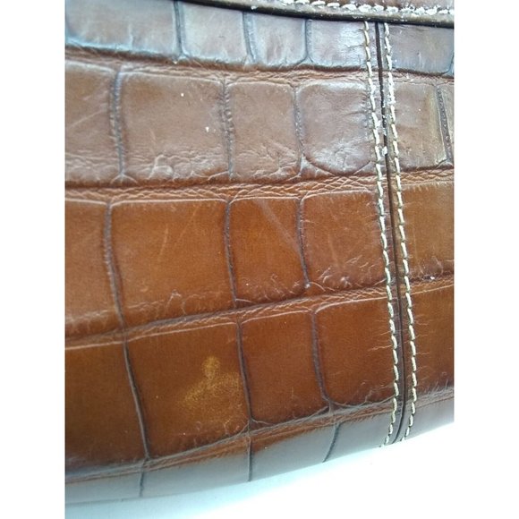Vtg. Sm. Dooney &Bourke Italy Leather Croc Style Embossed Leather Bayou Bag - Picture 10 of 12